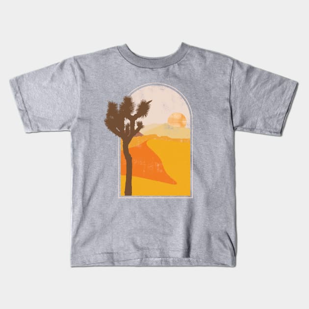 Joshua Tree Desert Minimalist Landscape Illustration Kids T-Shirt by goodwordsco